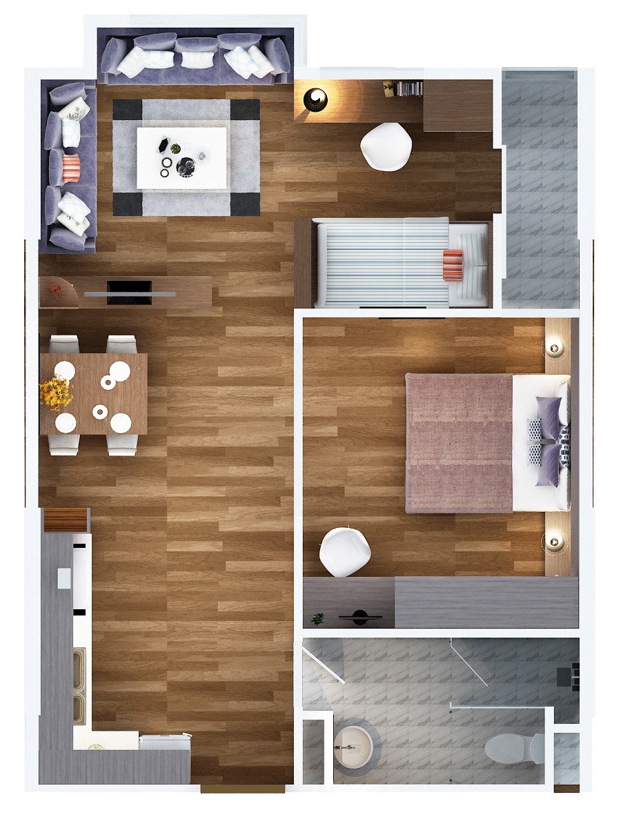 Các kiểu bố trí căn hộ có 2 phòng ngủ