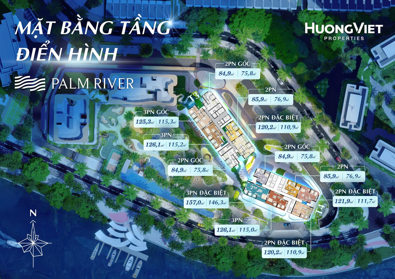 Mặt Bằng Tầng Điển Hình (Kèm Diện Tích & Bố Trí Chi Tiết) — Palm River