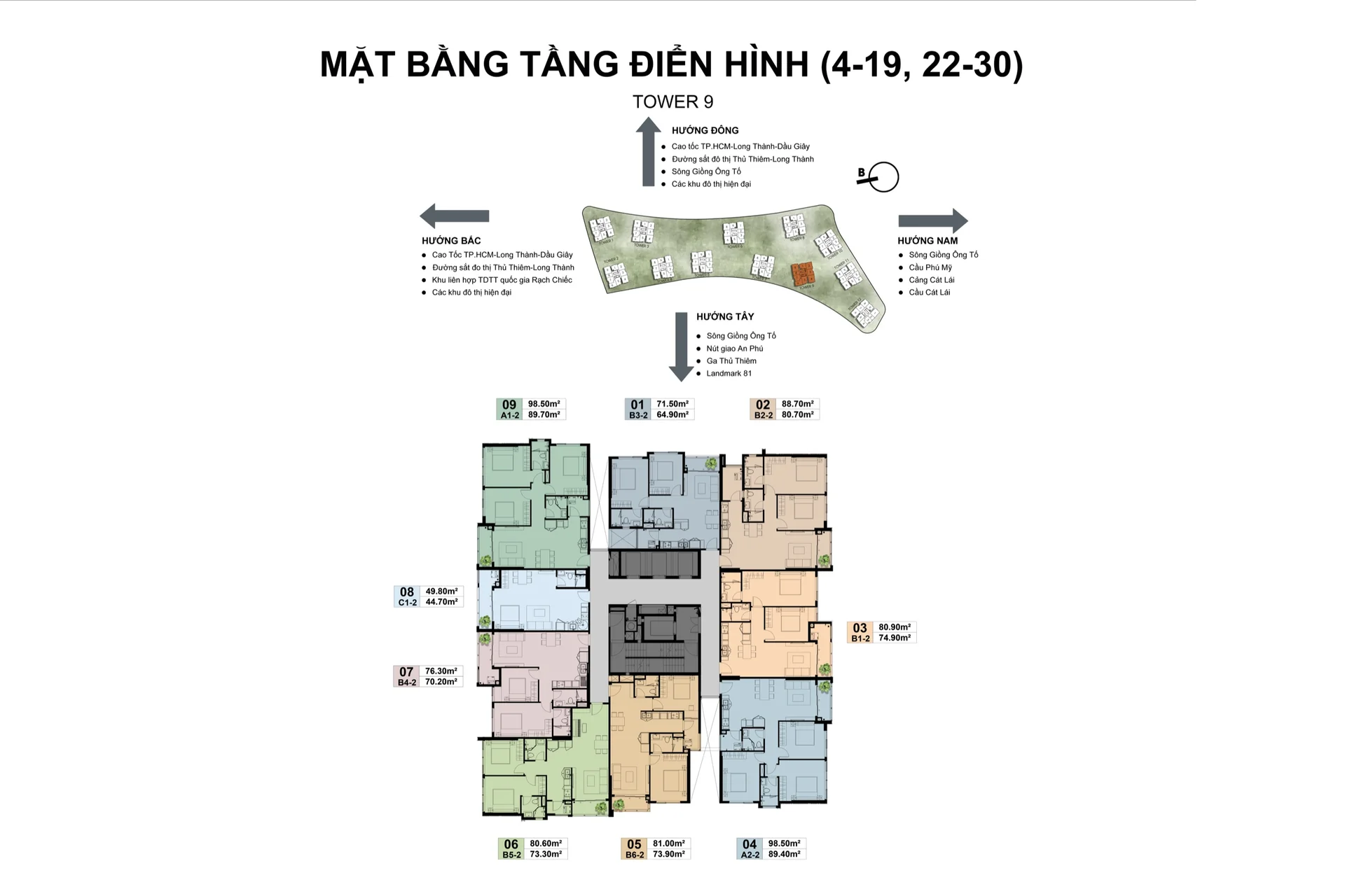 Mặt bằng tầng điển hình Tháp 9 The Privé