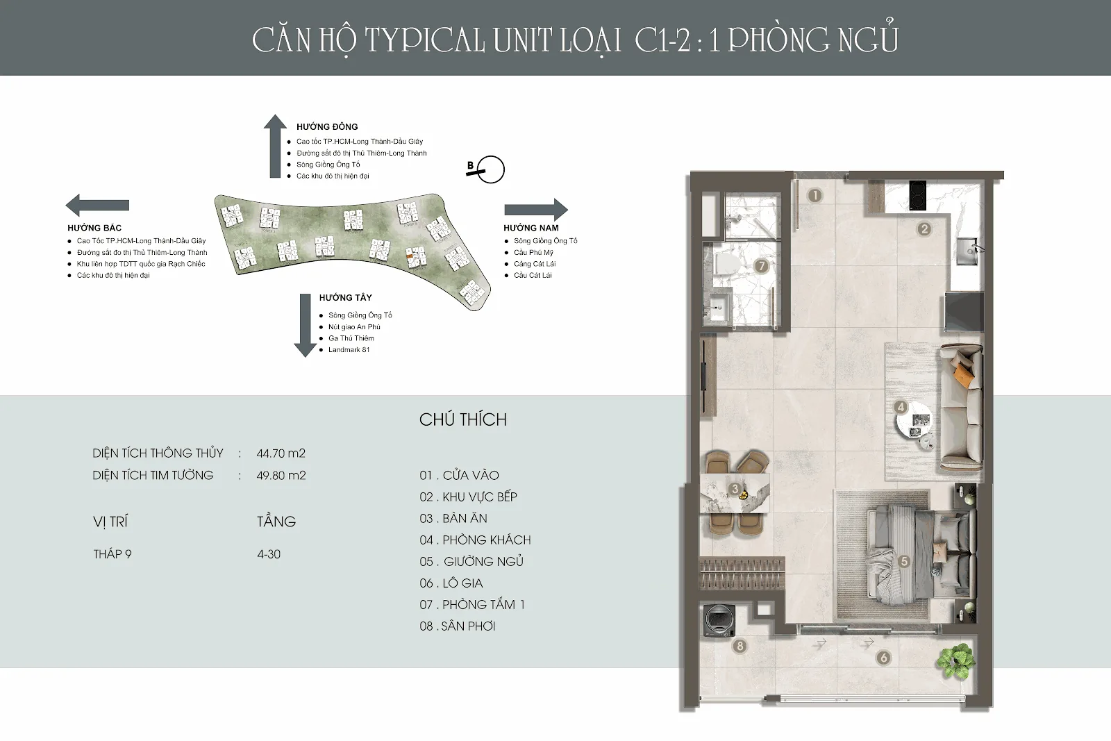 Layout căn hộ The Privé Tháp 9
